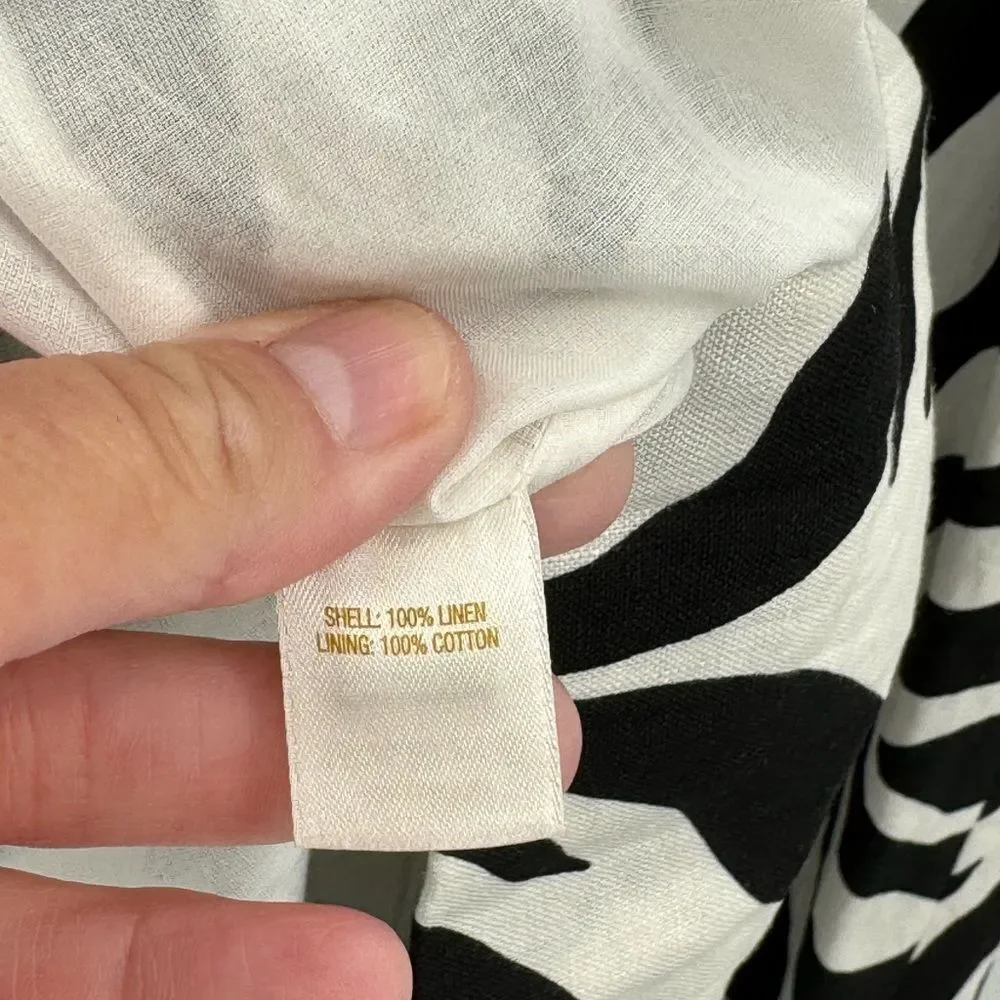 kate spade Black & White Zebra Print‎ Sleeveless Bow Front Dress Sz 4 Pockets
